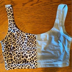 Cheetah print color block ribbed tank top small